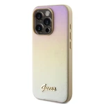 Zadní kryt Guess PU Leather Iridescent Metal Script pro Apple iPhone 15 Pro Max, zlatá