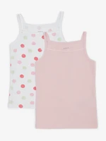 Set of two girly tank tops in white and pink name it Dot