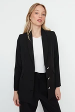 Trendyol Black Woven Lined Double Breasted Closeup Blazer Jacket