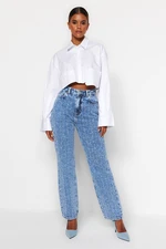 Trendyol Blue Wear High Waist Wide Leg Jeans