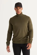 ALTINYILDIZ CLASSICS Men's Khaki Standard Fit Regular Fit Anti-Pilling Full Turtleneck Knitwear Sweater