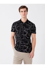 LC Waikiki Men's Polo Neck Short Sleeved Patterned Combed Combed Cotton T-Shirt