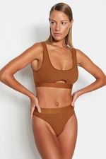 Trendyol Brown Ribbed Elastic Window/Cut Out Detailed Knitted Underwear Set