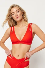 Trendyol Red Triangle Bikini Top With Cut Out/Window