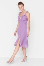 Trendyol Lilac Ruffle Detailed Evening Dress