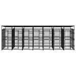 Outdoor Dog Kennel with Roof Steel 138.9 ft²