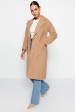 Trendyol Beige Oversize Wide Cut Long Wool Cachet Coat