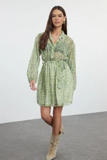 Trendyol Green Waisted Mini Lined Chiffon Woven Dress