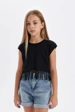 DEFACTO Girls Crew Neck Crop Short Sleeve T-Shirt