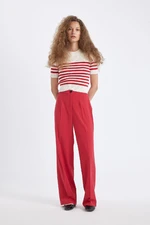 DEFACTO Standard Length Trousers Wide Leg Wide Leg Basic Plain High Waist