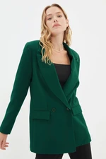 Trendyol Dark Green Lined Double Breasted Blazer Jacket