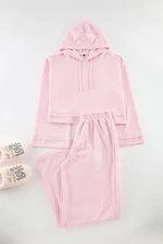 Trendyol Powder Hooded Wide Pattern Knitted Pajama Set