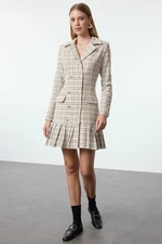 Trendyol Ecru Plaid / Checkered Woven Dress