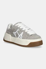 Semišové sneakers boty Naked Wolfe Sound šedá barva, Sound Light Grey Cow Suede