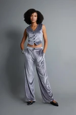 DEFACTO Classic Velvet Trousers Wide Leg Fit Wide Leg High Waist Pleated Double Pocket