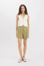 DEFACTO High Waist Cropped Linen Blend Shorts