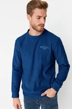 Trendyol Petrol Regular/Normal Cut Crew Neck Anti-pilling Polar Fleece Text Print Sweatshirt