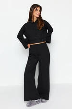 Trendyol Black Hooded Wide Pattern Knitted Pajama Set