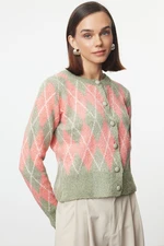 Trendyol Green Boucle Jacket-Looking Knitwear Cardigan