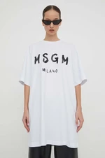 Bavlněné šaty MSGM bílá barva, mini, oversize, 2000MDA510.200002