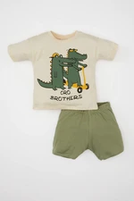 DEFACTO Baby Boy Crocodile Printed T-Shirt Shorts 2 Piece Set