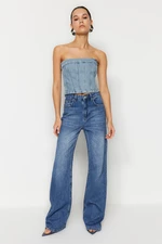 Trendyol Dark Blue High Waist Wide Leg Jeans