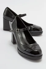 LuviShoes PAEIS Black Patent Leather Women's Heeled Shoes.