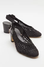 LuviShoes LOPA Dámske čierne pletené topánky na podpätku