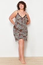 Trendyol Curve Multi Color Leopard Pattern Lace Knitted Nightgown