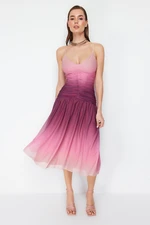 Trendyol Multicolored A-Line Knitted Tulle Dress