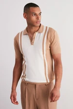 Trendyol Beige Regular Fit Buttoned Polo Neck Knitwear T-Shirt