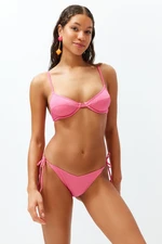 Trendyol Fuchsia V-Cut Textured Brazilian Bikini Bottom