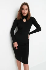 Trendyol Black Midi Knitwear Window/Cut Out Dress