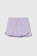 Detské bavlnené šortky United Colors of Benetton fialová farba, jednofarebné, nastaviteľný pás