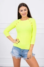 Blouse with decorative buttons yellow neon