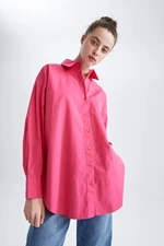 DEFACTO Poplin Oversize Fit Long Sleeve Shirt Collar Long Sleeve Tunic