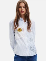 Desigual Hamburgo Striped White and Blue Shirt - Ladies