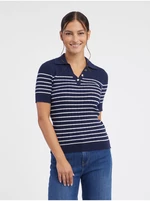 Orsay Dark Blue Women Striped Knitted Polo T-Shirt - Women