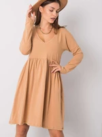 Cotton dress RUE PARIS from camel cotton