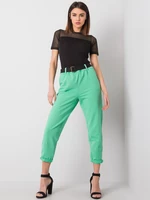 Green women's trousers with belt