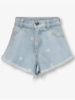 Light Blue Girly Floral Denim Shorts ONLY Chiara - Girls