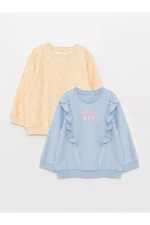 LC Waikiki Crew Neck Long Sleeve Printed Sweatshirt for Baby Girl 2-pack.