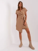 Camel wrap dress with viscose ZULUNA