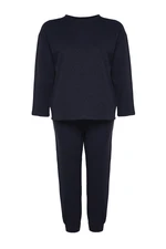 Trendyol Curve Navy Blue Textured Knitted Pajamas Set