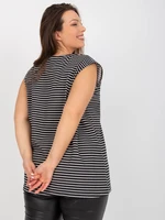 Sleeveless black and white top plus sizes