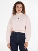 Tommy Jeans TJW BXY CRP XS Badge Mockneck Women's Light Pink Sweatshirt