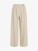 Beige women's wide trousers with linen blended Tommy Hilfiger