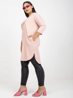 Light pink cotton tunic of larger size with pockets