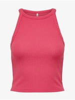 Dark pink Womens Ribbed Basic Top ONLY Emma - Women