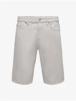 Cream Mens Denim Shorts ONLY & SONS Avi - Men